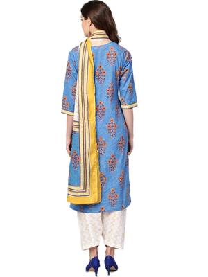Blue floral print cotton salwar 2