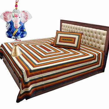 Gold Print Double Bed Sheet Mother Day Gift 1