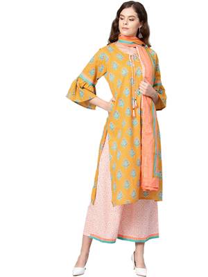 Mustard floral print cotton salwar 1