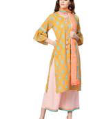 Mustard floral print cotton salwar