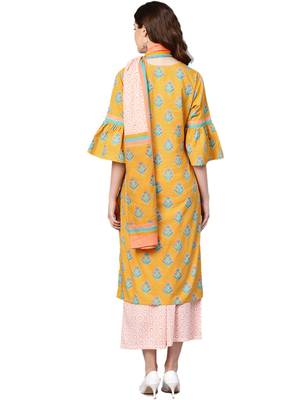 Mustard floral print cotton salwar 2