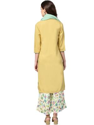 Yellow printed rayon salwar 2