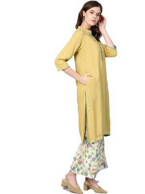 Yellow printed rayon salwar 3