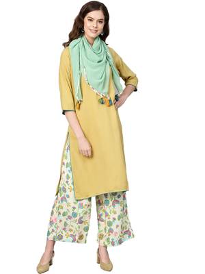 Yellow printed rayon salwar 4
