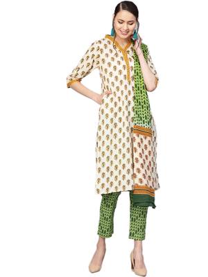 Off-white floral print cotton salwar 1