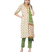 Off-white floral print cotton salwar
