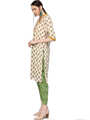 Off-white floral print cotton salwar 3