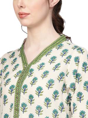 Off-white floral print cotton salwar 4