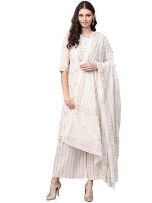 Ivory foilage print cotton salwar 1