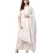 Ivory foilage print cotton salwar
