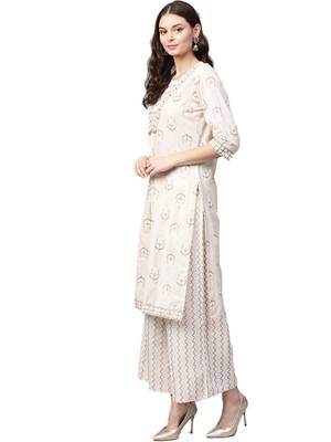 Ivory foilage print cotton salwar 3