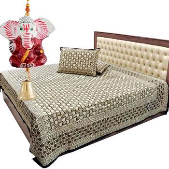 Gold Print Double Bed Cover Mothers Day Gift 1