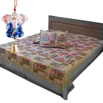 Gold Print Double Bed Sheet Mothers Day Gift 1
