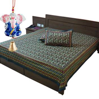 Gold Print Double Bedsheet Mothers Day Gift 1