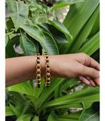 black pearl  gold plated bangles