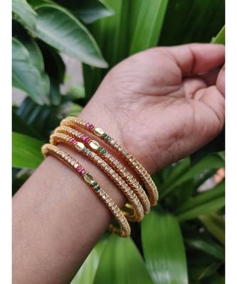 Gold Plated Stone Bangles Set Of 4 1