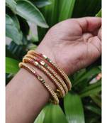 Gold Plated Stone Bangles Set Of 4