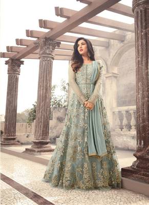 Green embroidered net salwar 1