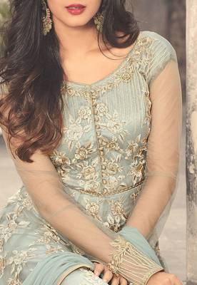 Green embroidered net salwar 5