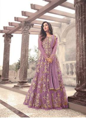 Purple embroidered net salwar 1