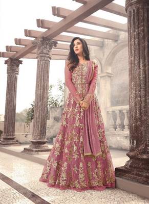 Pink embroidered net salwar 1