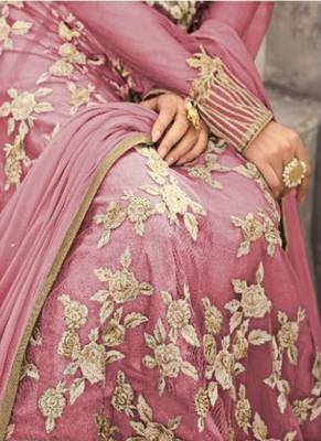 Pink embroidered net salwar 3