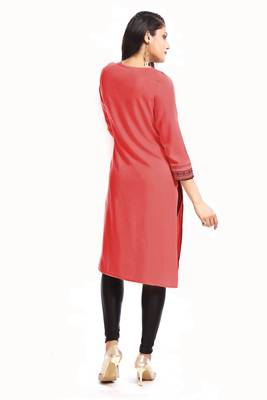 Peach printed cotton ethnic-kurtis 2