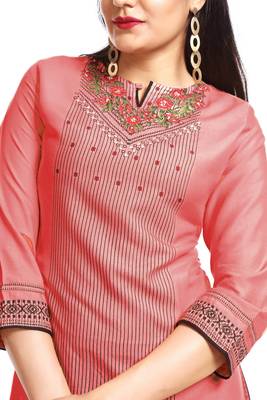 Peach printed cotton ethnic-kurtis 4