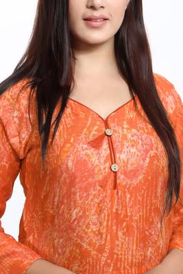 Orange printed cotton ethnic-kurtis 3
