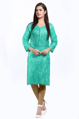 Green printed cotton ethnic-kurtis 1