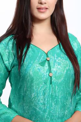Green printed cotton ethnic-kurtis 3