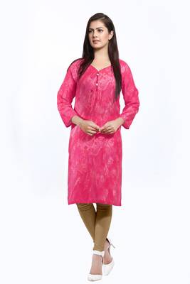 Pink printed cotton ethnic-kurtis 1