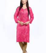 Pink printed cotton ethnic-kurtis