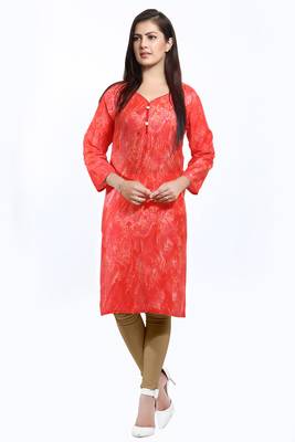 Red printed cotton ethnic-kurtis 1