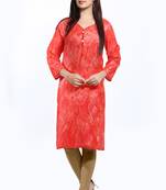 Red printed cotton ethnic-kurtis