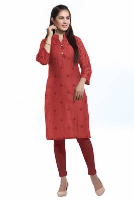 Maroon printed cotton ethnic-kurtis 1