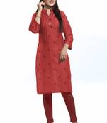 Maroon printed cotton ethnic-kurtis