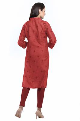 Maroon printed cotton ethnic-kurtis 2
