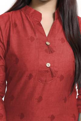 Maroon printed cotton ethnic-kurtis 3