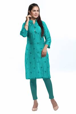 Green printed cotton ethnic-kurtis 1