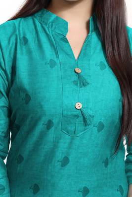 Green printed cotton ethnic-kurtis 3