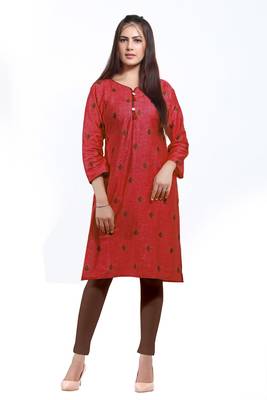 Maroon printed cotton ethnic-kurtis 1