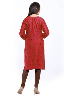 Maroon printed cotton ethnic-kurtis 2