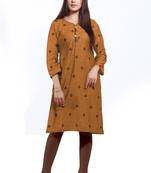 Yellow printed cotton ethnic-kurtis