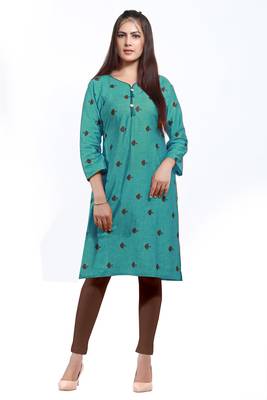 Green printed cotton ethnic-kurtis 1