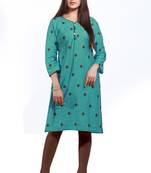 Green printed cotton ethnic-kurtis