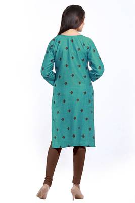 Green printed cotton ethnic-kurtis 2