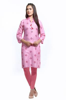 Pink printed cotton ethnic-kurtis 1