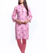 Pink printed cotton ethnic-kurtis