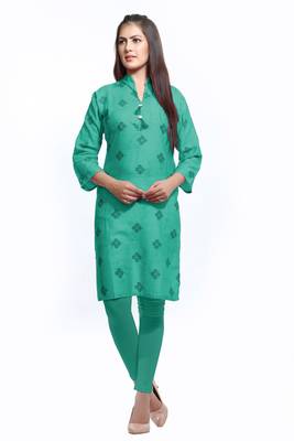 Green printed cotton ethnic-kurtis 1
